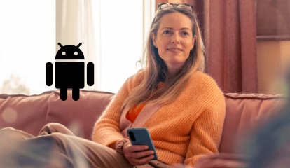 frau benutzt audibene app auf android